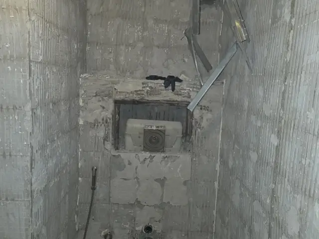 Bathroom shell strip-out before renovation, Deema villa renovation in Dubai
