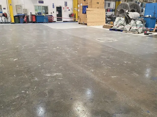 Warehouse floor resurfacing work in progress