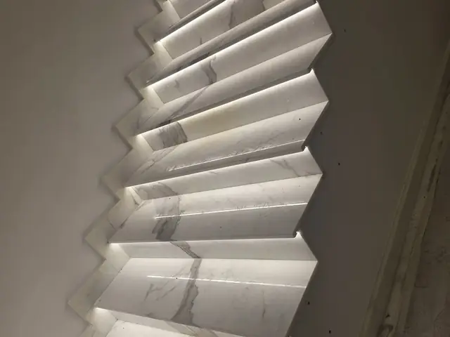 Finished marble staircase with LED lighting