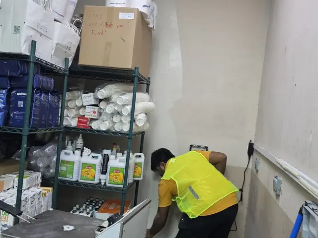 Storage room finishing work at café fit-out