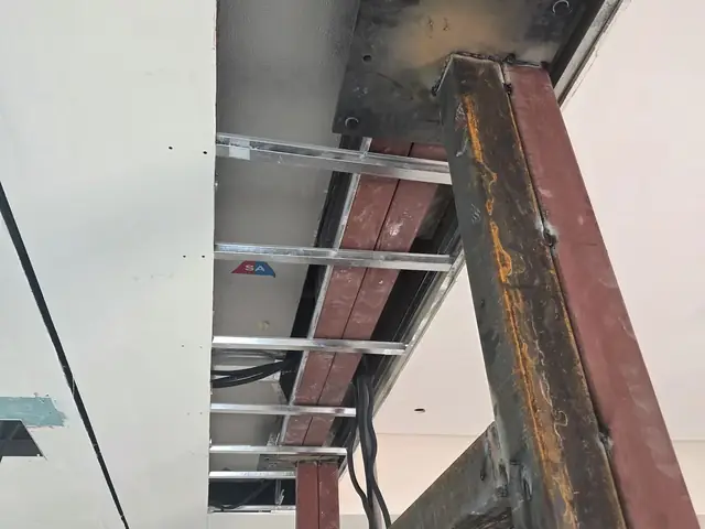 Structural steel ceiling framing and MEP works on site