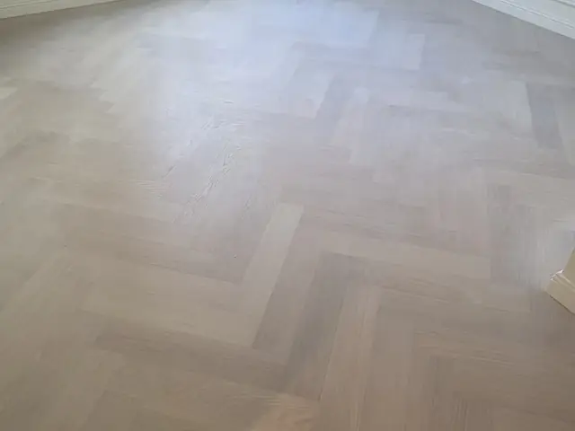Herringbone parquet flooring finished room