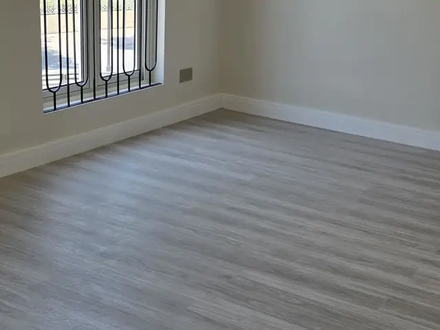 Flooring installation near window