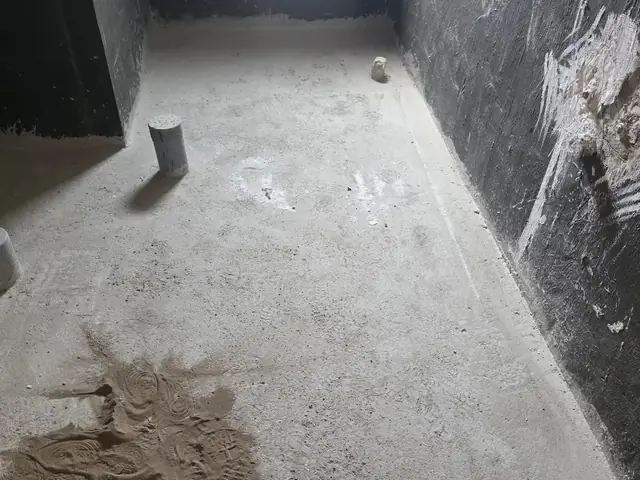 Waterproofed bathroom shell before tiling