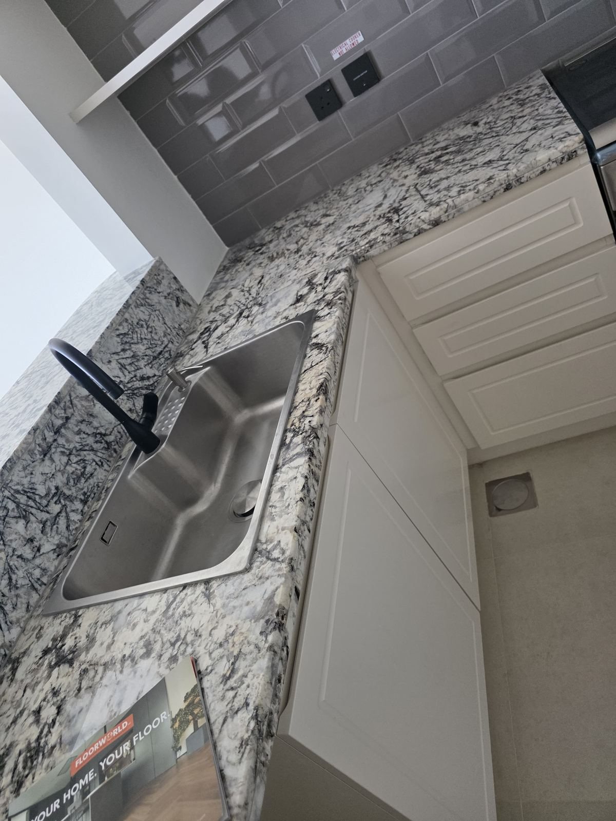 Granite kitchen countertop and sink installation