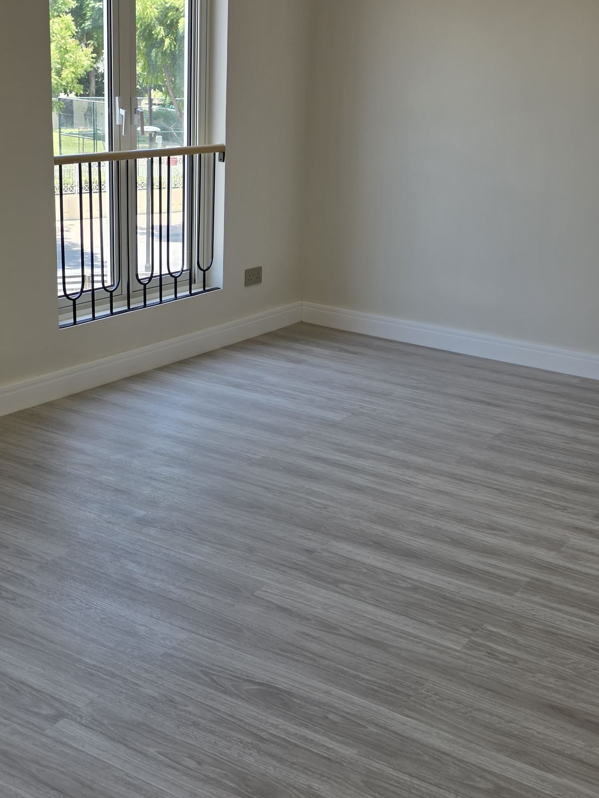 Flooring installation near window