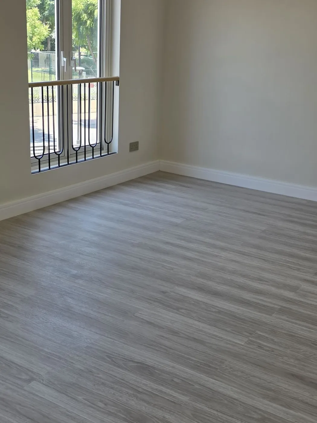 Flooring installation near window