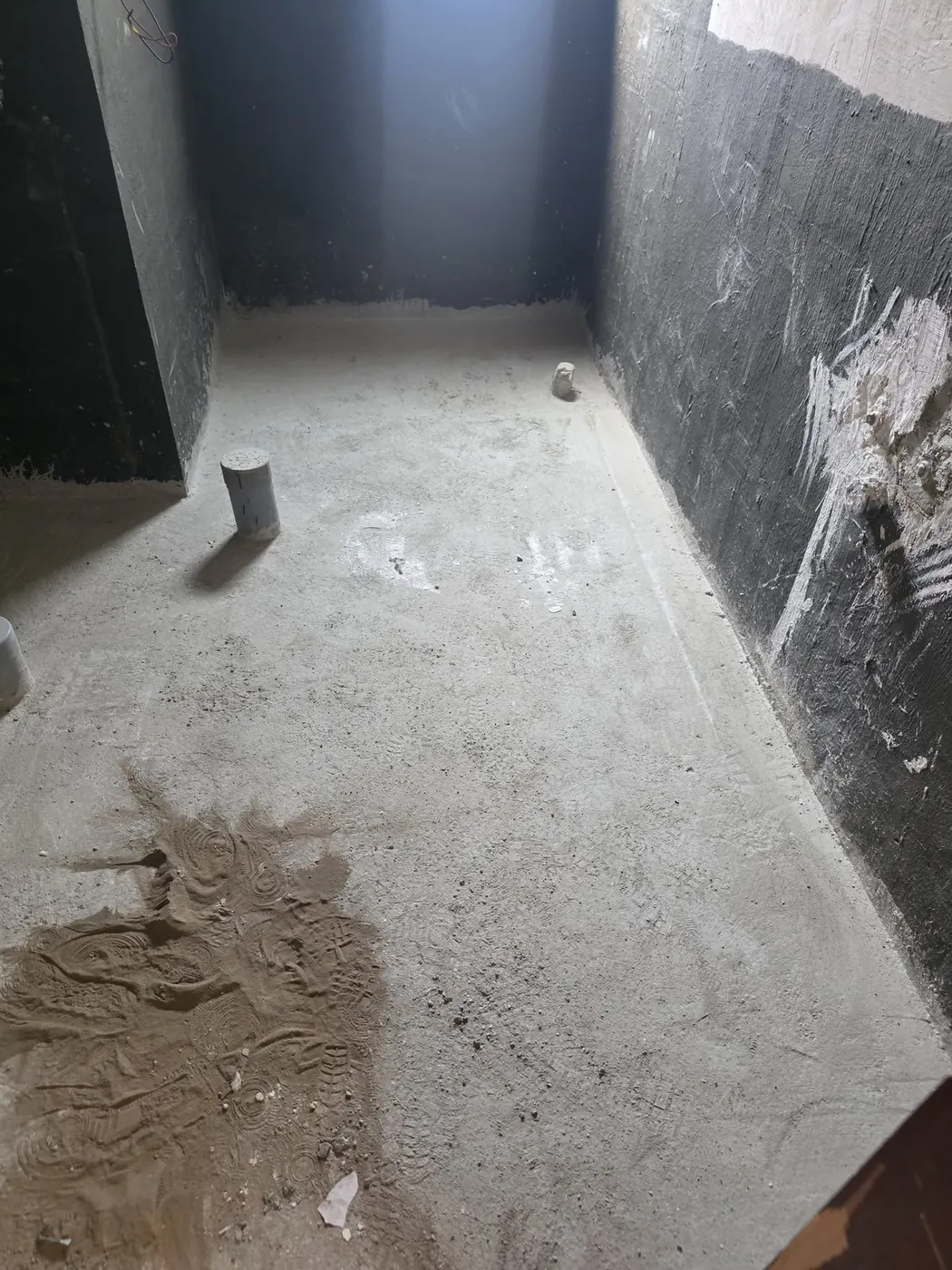 Waterproofed bathroom shell before tiling