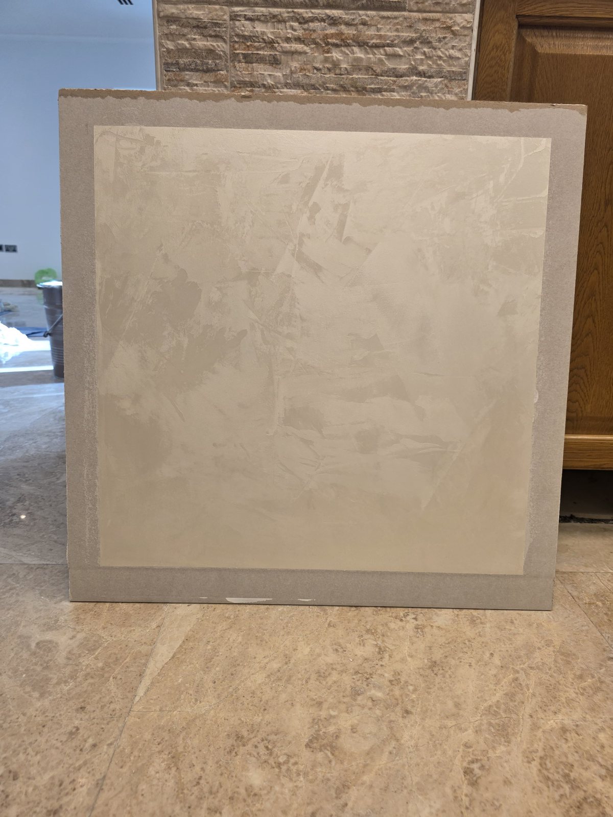 Microcement finish sample panel for client selection