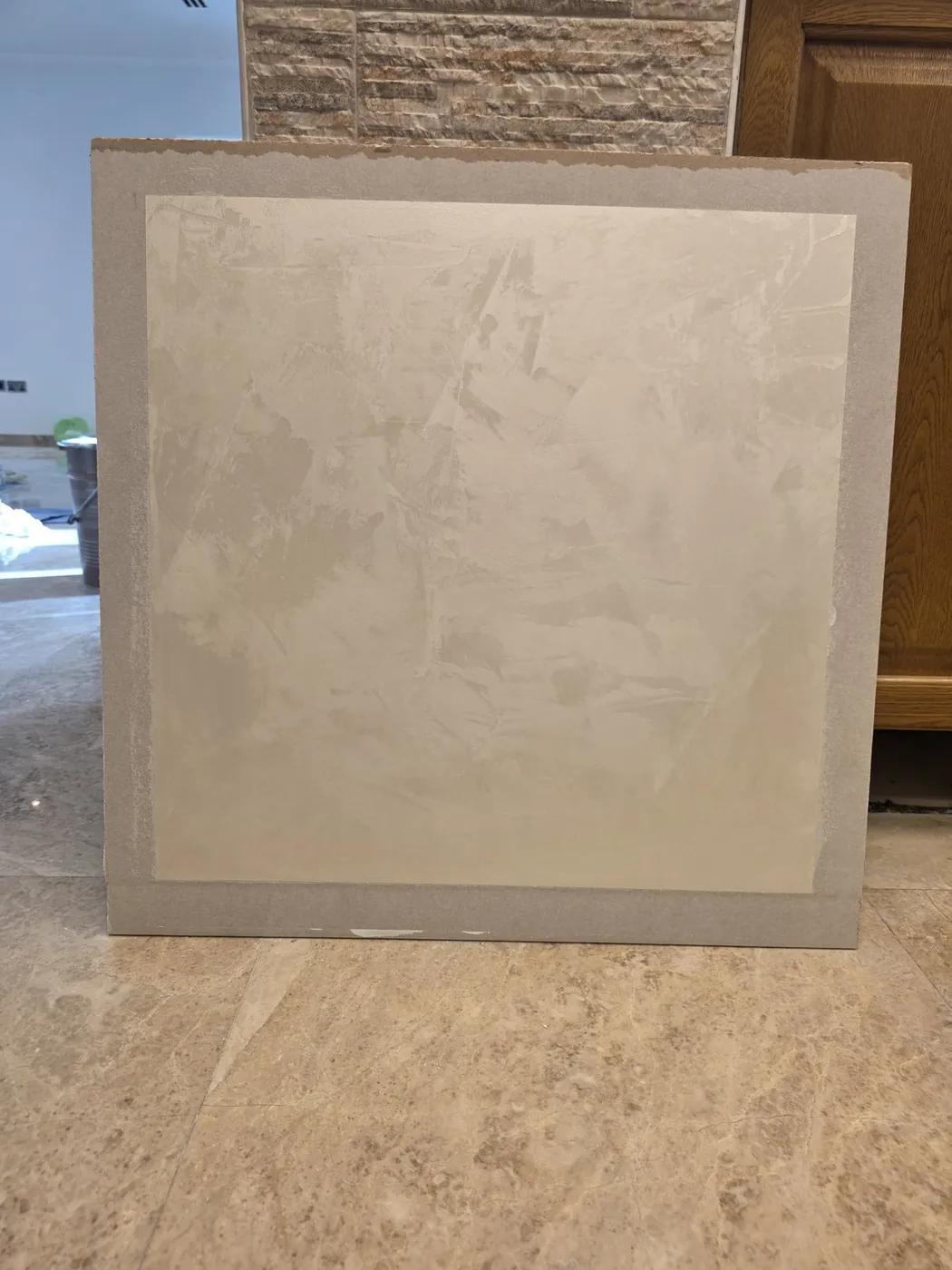 Microcement finish sample panel for client selection