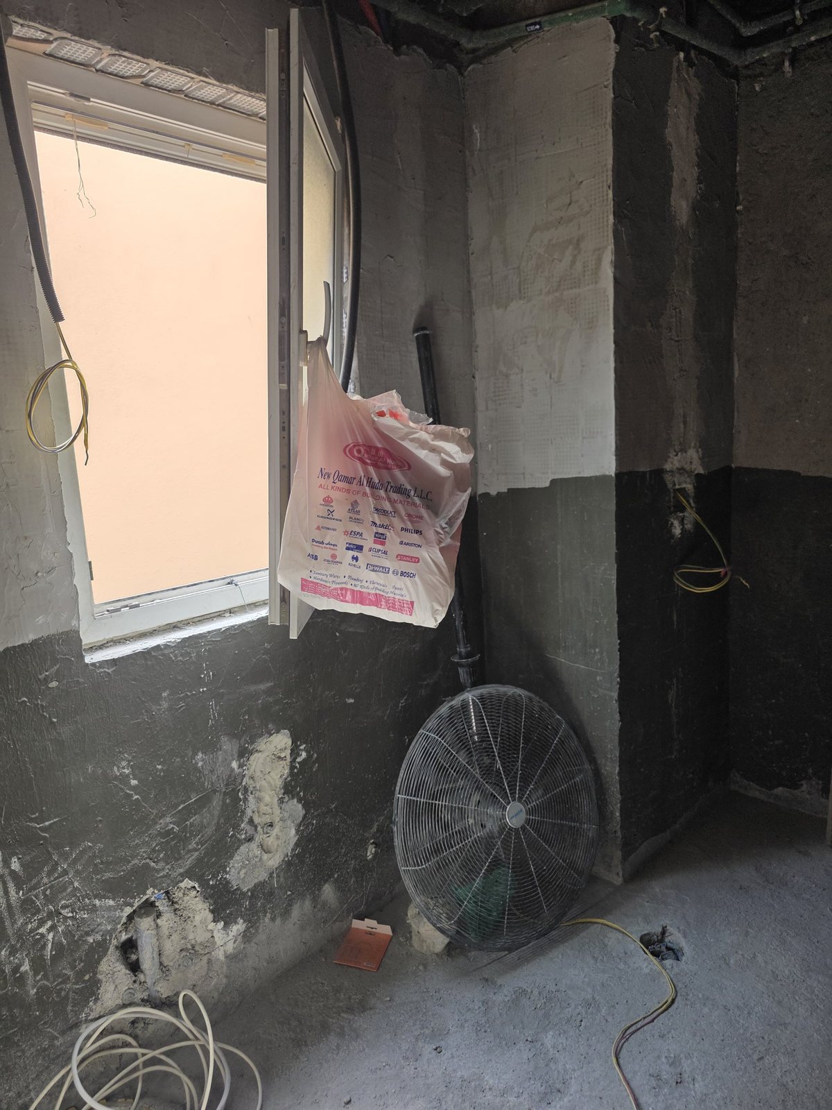 Room preparation with building materials before finishing